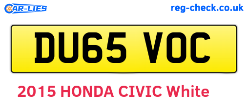 DU65VOC are the vehicle registration plates.