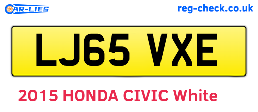 LJ65VXE are the vehicle registration plates.
