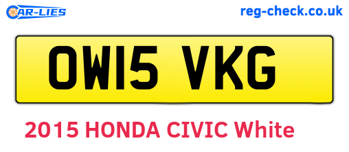 OW15VKG are the vehicle registration plates.
