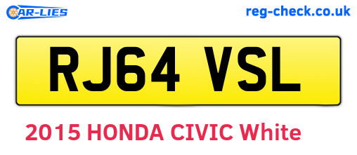 RJ64VSL are the vehicle registration plates.