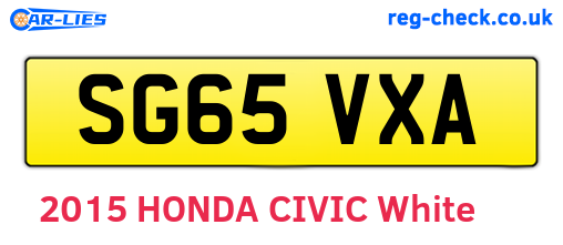 SG65VXA are the vehicle registration plates.