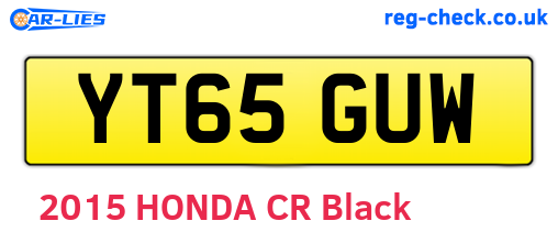YT65GUW are the vehicle registration plates.