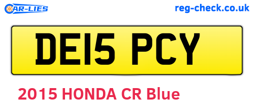 DE15PCY are the vehicle registration plates.