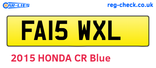FA15WXL are the vehicle registration plates.