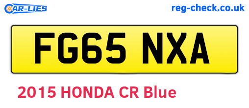 FG65NXA are the vehicle registration plates.