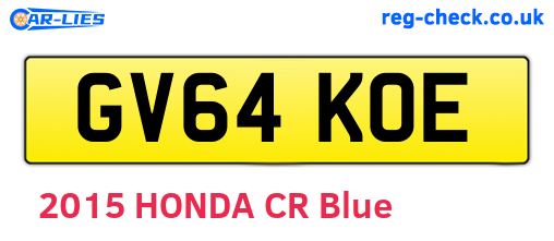 GV64KOE are the vehicle registration plates.