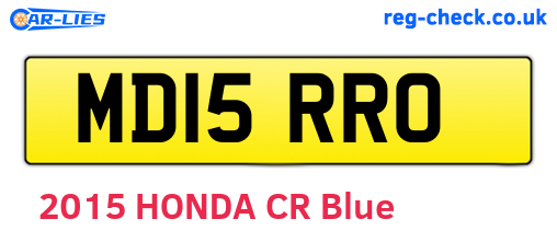 MD15RRO are the vehicle registration plates.