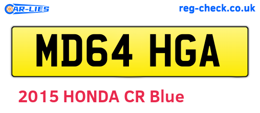 MD64HGA are the vehicle registration plates.