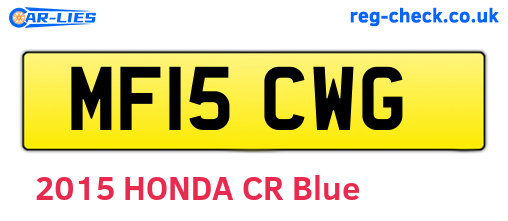 MF15CWG are the vehicle registration plates.