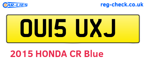 OU15UXJ are the vehicle registration plates.
