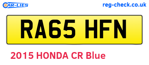 RA65HFN are the vehicle registration plates.