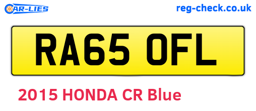 RA65OFL are the vehicle registration plates.