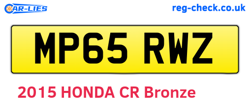 MP65RWZ are the vehicle registration plates.