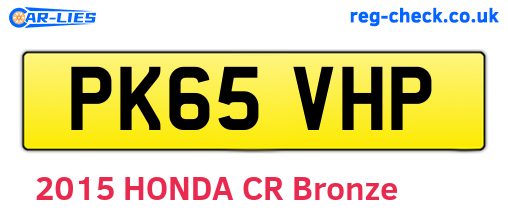PK65VHP are the vehicle registration plates.