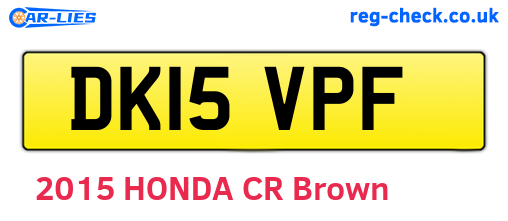 DK15VPF are the vehicle registration plates.