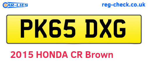 PK65DXG are the vehicle registration plates.