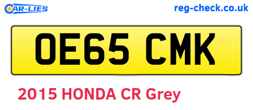 OE65CMK are the vehicle registration plates.