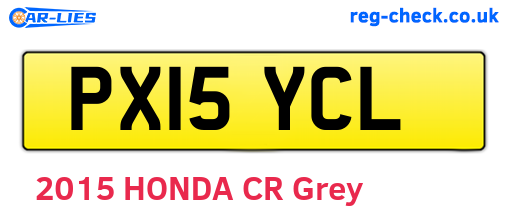 PX15YCL are the vehicle registration plates.