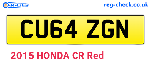 CU64ZGN are the vehicle registration plates.