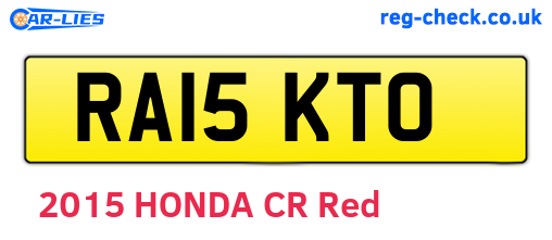 RA15KTO are the vehicle registration plates.