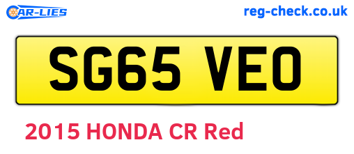 SG65VEO are the vehicle registration plates.