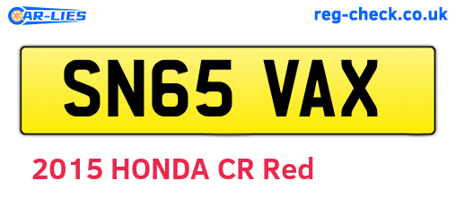 SN65VAX are the vehicle registration plates.