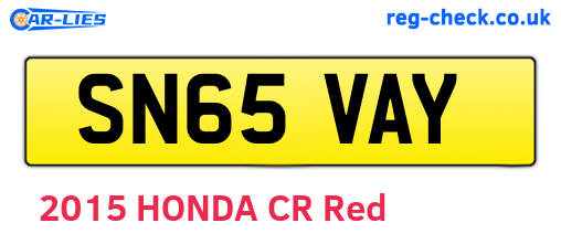 SN65VAY are the vehicle registration plates.