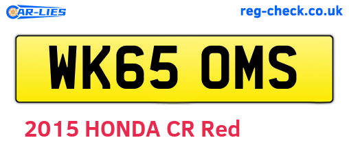 WK65OMS are the vehicle registration plates.