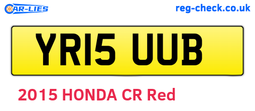 YR15UUB are the vehicle registration plates.