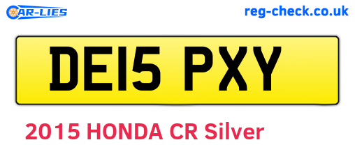 DE15PXY are the vehicle registration plates.