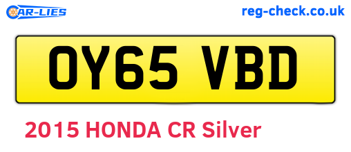 OY65VBD are the vehicle registration plates.