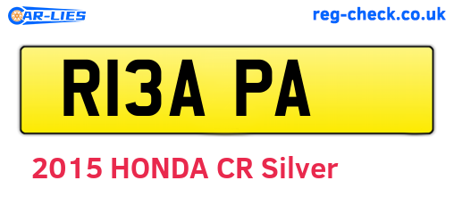 R13APA are the vehicle registration plates.