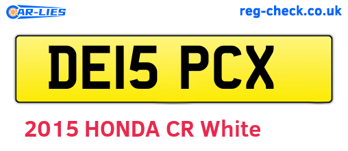 DE15PCX are the vehicle registration plates.