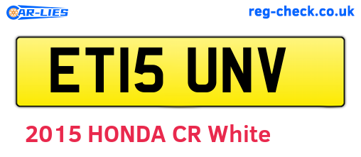ET15UNV are the vehicle registration plates.
