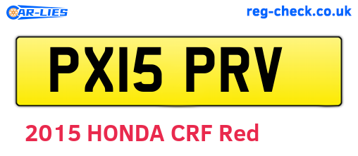 PX15PRV are the vehicle registration plates.
