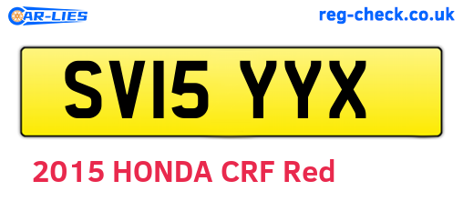 SV15YYX are the vehicle registration plates.