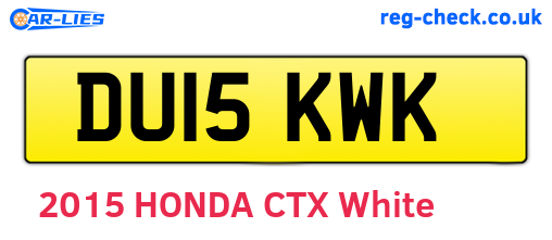 DU15KWK are the vehicle registration plates.