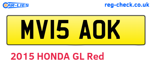 MV15AOK are the vehicle registration plates.