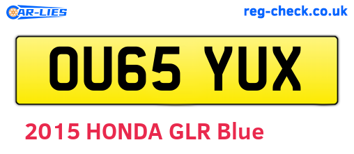 OU65YUX are the vehicle registration plates.
