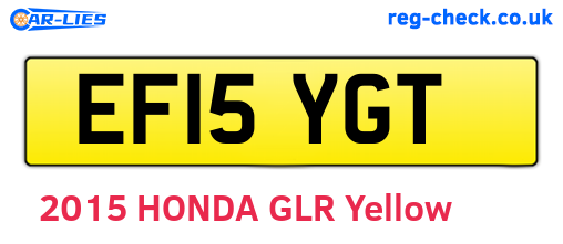 EF15YGT are the vehicle registration plates.