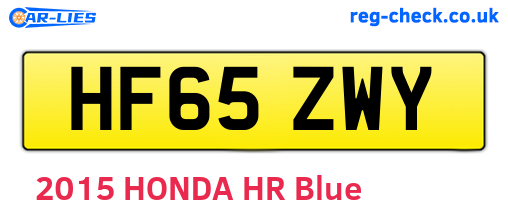 HF65ZWY are the vehicle registration plates.