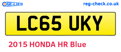 LC65UKY are the vehicle registration plates.