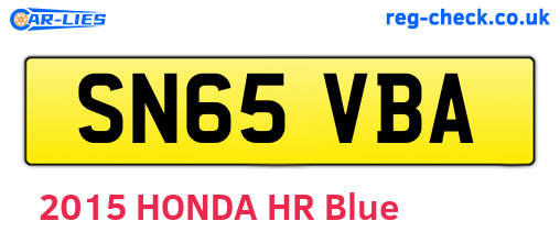 SN65VBA are the vehicle registration plates.
