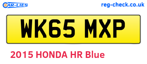 WK65MXP are the vehicle registration plates.
