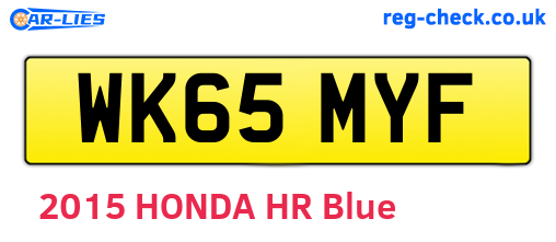 WK65MYF are the vehicle registration plates.