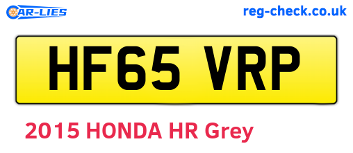 HF65VRP are the vehicle registration plates.