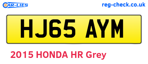 HJ65AYM are the vehicle registration plates.