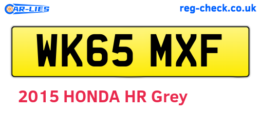 WK65MXF are the vehicle registration plates.