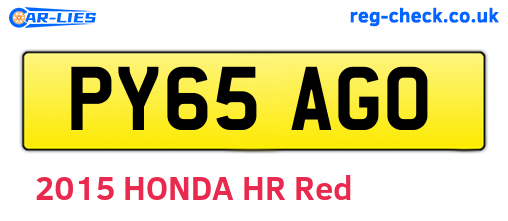 PY65AGO are the vehicle registration plates.