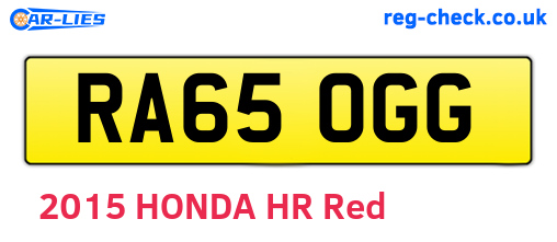 RA65OGG are the vehicle registration plates.